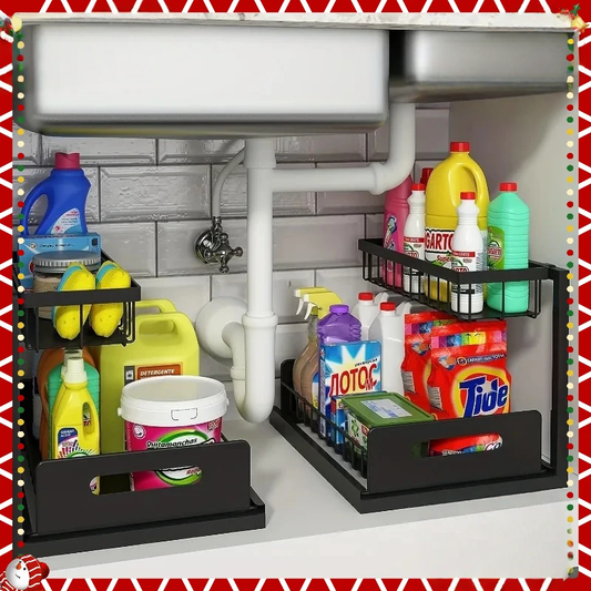 Ausziehbares Regal unter Spüle 2-Ebenen für Küchenschrank