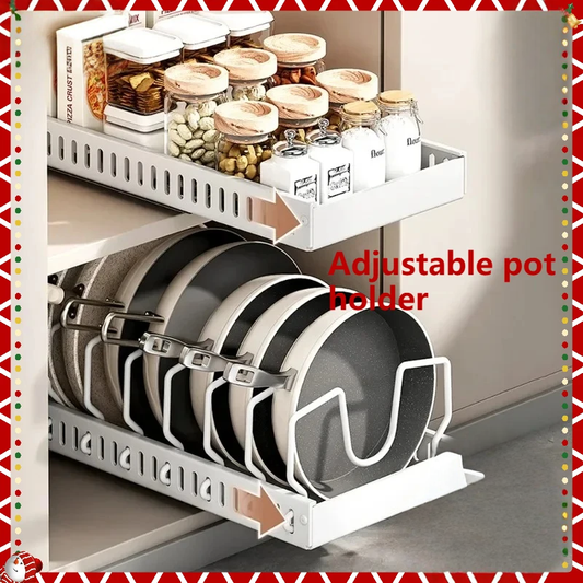 Ausziehbarer Organizer für Töpfe und Pfannen im Küchenschrank