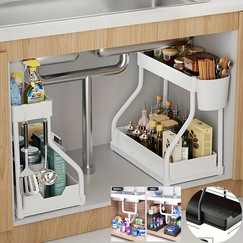 Spülschrank Organizer Ausziehbar Groß 2-Ebenen