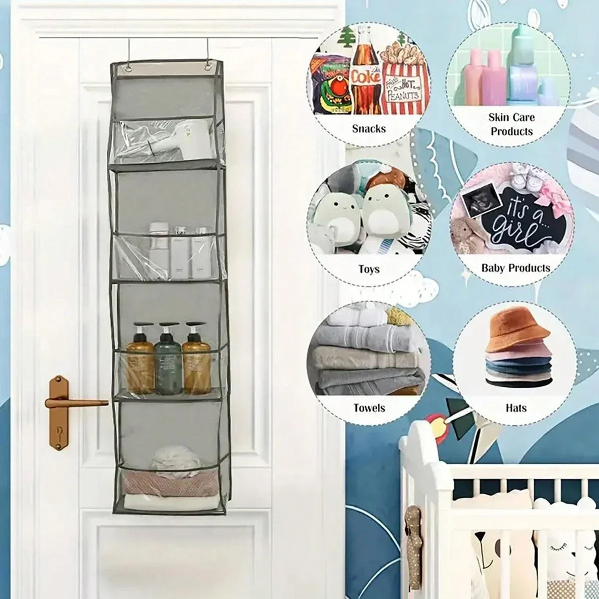 Stoff-Tür-Organizer 4/6-Fächer für Garderobe