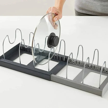 Teleskop-Deckelhalter für Töpfe und Pfannen mit 7 Fächern