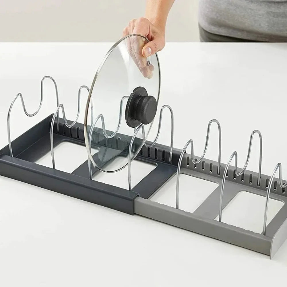 Teleskop-Deckelhalter für Töpfe und Pfannen mit 7 Fächern